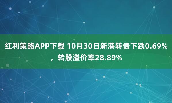 红利策略APP下载 10月30日新港转债下跌0.69%，转股溢价率28.89%