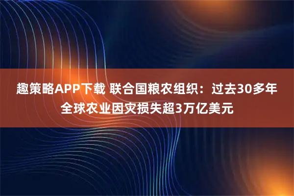 趣策略APP下载 联合国粮农组织：过去30多年全球农业因灾损失超3万亿美元